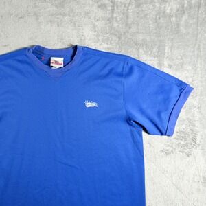 Max Muscle Blue V Neck Short Sleeve T Shirt Mens Vintage 90's USA Made